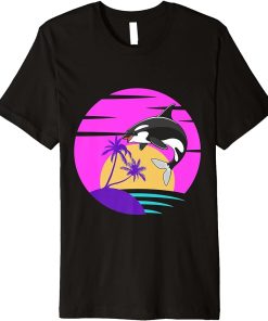 Orca Whale Vintage Sunset 80s Retro Premium T-Shirt