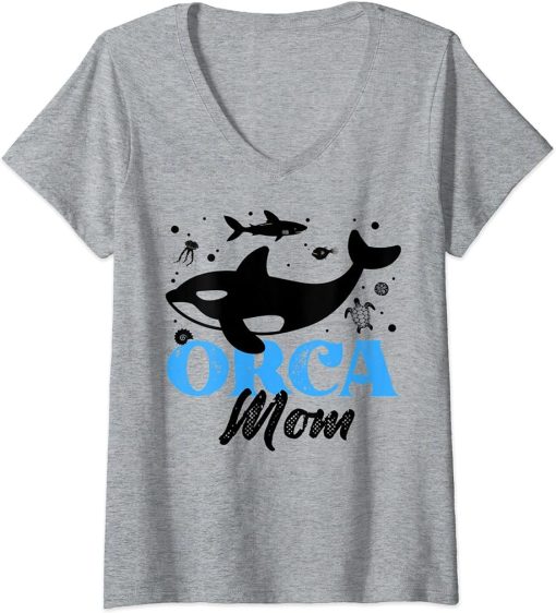 Womens Funny Orca Lover Graphic for Women Girls Moms Whale V-Neck T-Shirt