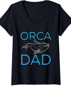 Womens Funny Orca Lover Graphic for Boys Men Dads Whale V-Neck T-Shirt