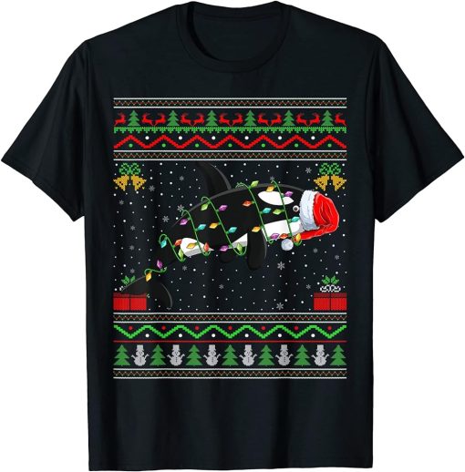 Orca Fish Lover Matching Ugly Orca Christmas T-Shirt